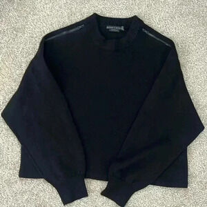 Alice & Olivia Tera Cutout Shoulder Pullover Zip Detail Sweater - Black -M